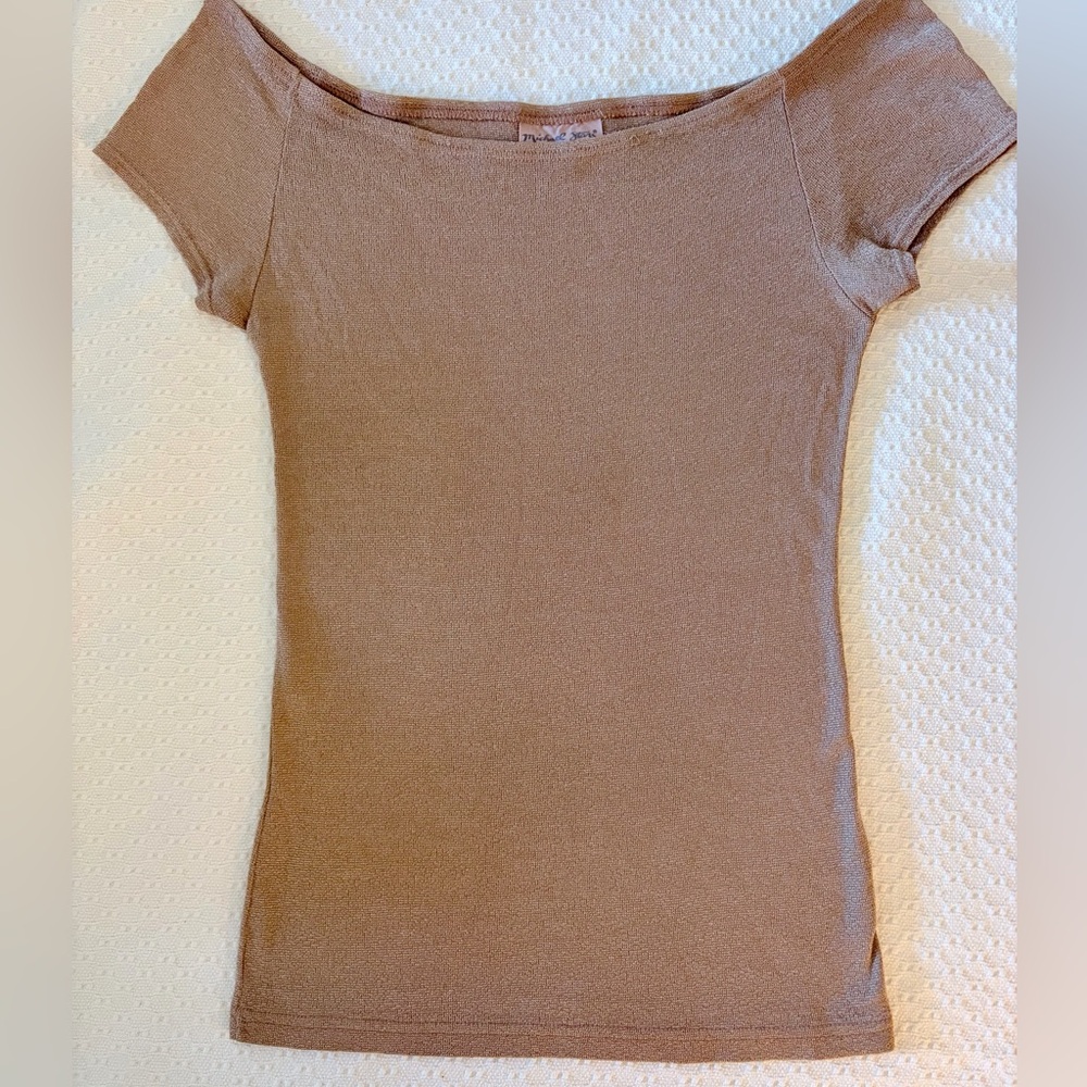 Michael Stars Y2K Off Shoulder Top OSFA Fitted Stretch Knit Tee